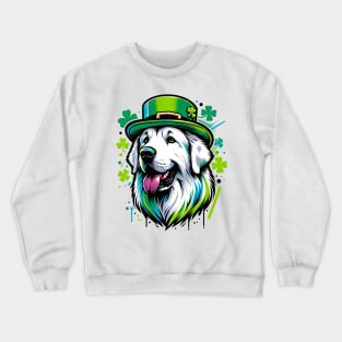 Kuvasz Dog Enjoys Saint Patrick's Day Festivities Crewneck Sweatshirt